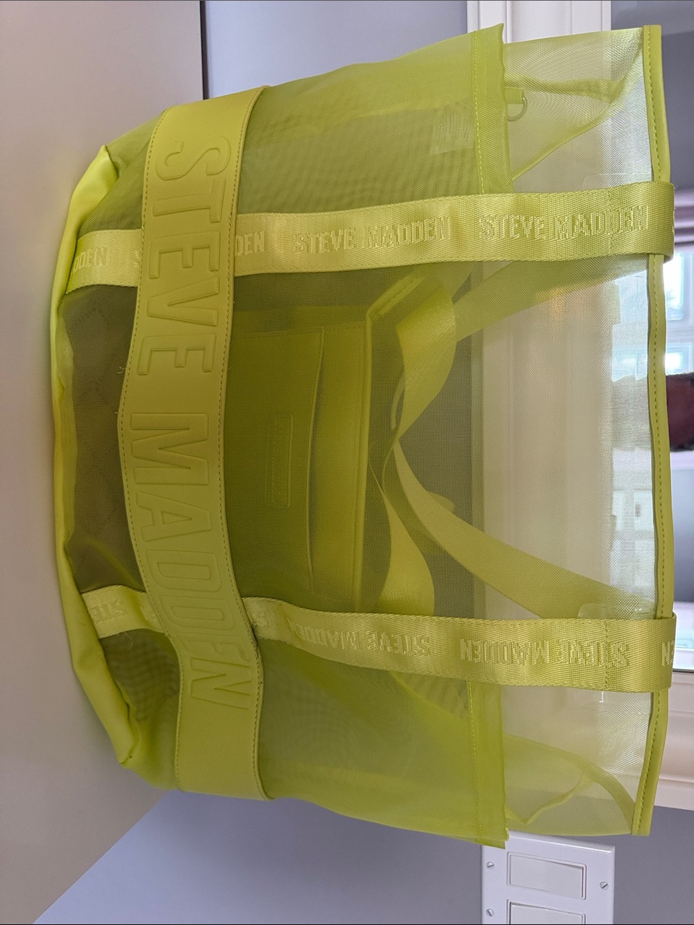 Steve Madden Neon Yellow Mesh Tote
